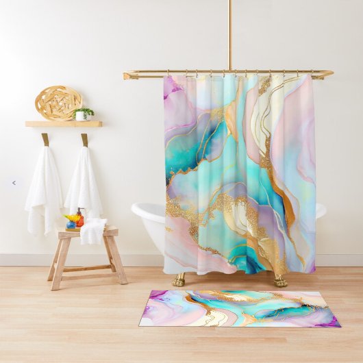 Pastel marmer abstracte glitterkunst douchegordijn