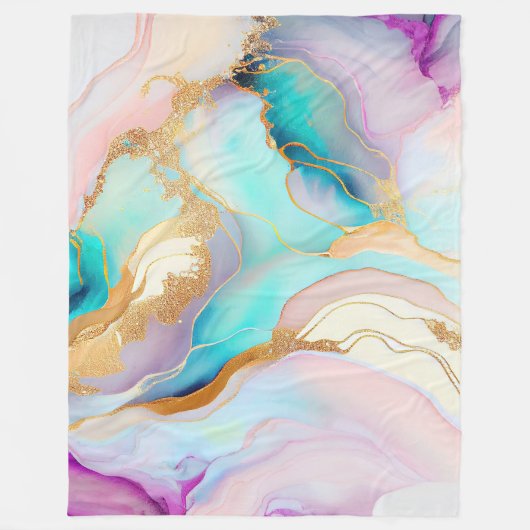 Pastel marmer abstracte glitterkunst fleece deken (Voorkant)