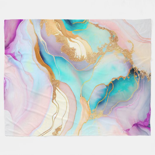Pastel marmer abstracte glitterkunst fleece deken (Voorkant (Horizontaal))