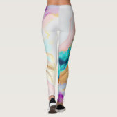 Pastel marmer abstracte glitterkunst leggings (Achterkant)