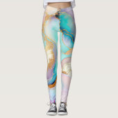 Pastel marmer abstracte glitterkunst leggings (Voorkant)