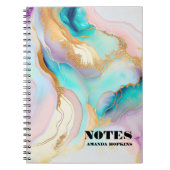 Pastel marmer abstracte glitterkunst notitieboek (Voorkant)