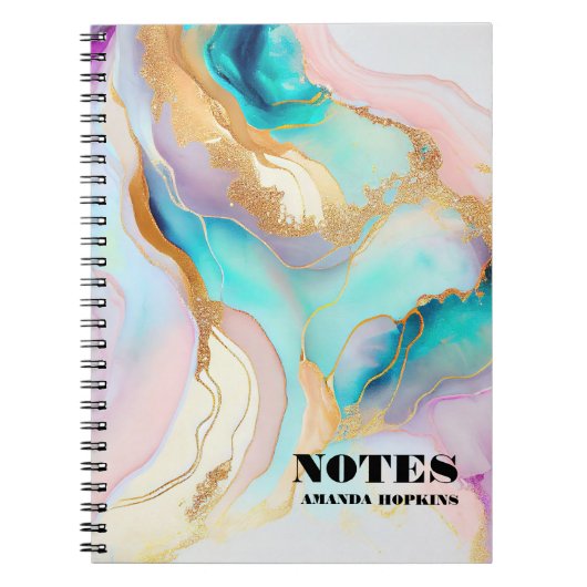 Pastel marmer abstracte glitterkunst notitieboek (Voorkant)