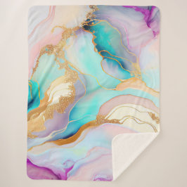 Pastel marmer abstracte glitterkunst sherpa deken