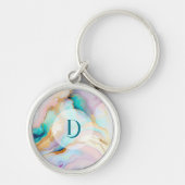 Pastel marmer abstracte glitterkunst sleutelhanger (Voorkant)