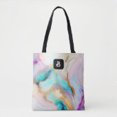 Pastel marmer abstracte glitterkunst tote bag (Voorkant)