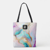 Pastel marmer abstracte glitterkunst tote bag (Achterkant)