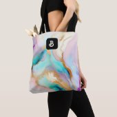 Pastel marmer abstracte glitterkunst tote bag (Dichtbij)
