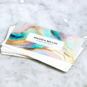 Pastel marmer abstracte glitterkunst visitekaartje