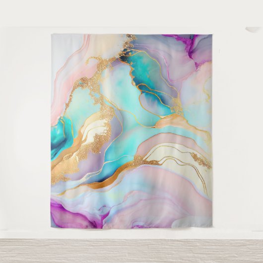 Pastel marmer abstracte glitterkunst wandkleed (Voorkant)