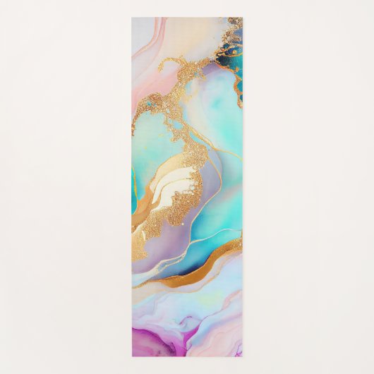 Pastel marmer abstracte glitterkunst yogamat (Voorkant)