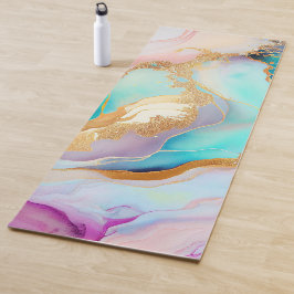 Pastel marmer abstracte glitterkunst yogamat