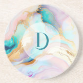 Pastel marmer abstracte glitterkunst zandsteen onderzetter (Voorkant)