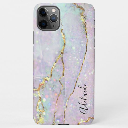 pastel marmer art glitter iPhone hoesje (Achterkant)