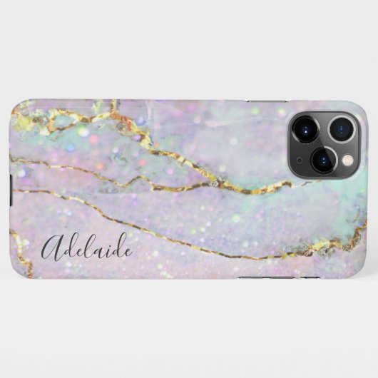 pastel marmer art glitter iPhone hoesje (Achterkant horizontaal)