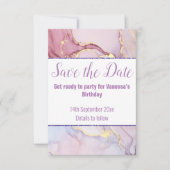 PASTEL MARMER GLITTER SAVE THE DATE RSVP KAART (Voorkant)