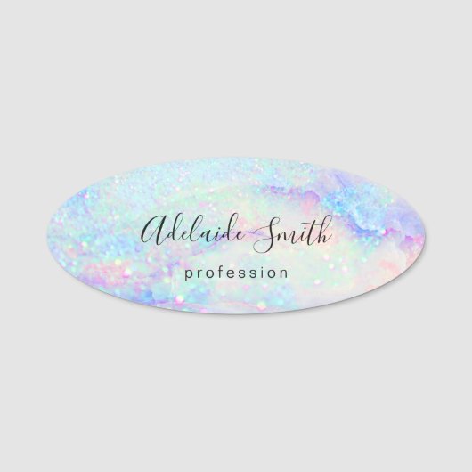 Pastel marmer glitter turquoise naamplaatje (Voorkant)