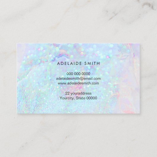 pastel marmer glitter visitekaartje (Achterkant)