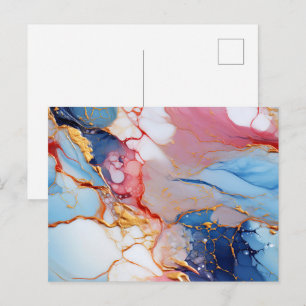 Pastel Marmer met Gouden Elegantie Briefkaart