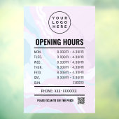 Pastel Marmer Openingstijden Venster Cling Raamsticker (Vel 3)