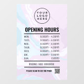 Pastel Marmer Openingstijden Venster Cling Raamsticker (Vel)