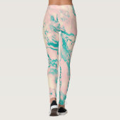 Pastel Marmer Roze en Turquoise Leggings (Achterkant)