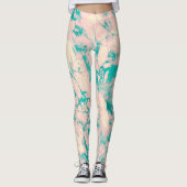 Pastel Marmer Roze en Turquoise Leggings (Voorkant)
