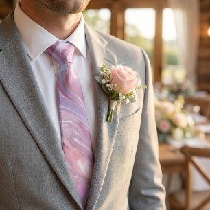 Pastel Marmer Werveling - Roze Paars Blauw Abstrac Stropdas