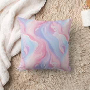 Pastel Marmer Wervelpatroon Roze Blauw Abstract Kussen