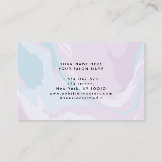 pastel marmeren vlechten visitekaartje (Achterkant)