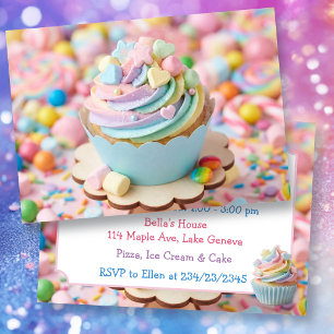 Pastel Marshmallow Regenboog Taartje Verjaardag Kaart