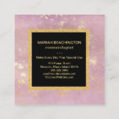 *~* Pastel Mauve Abstract Gold Flake Glitter Vierkante Visitekaartje (Achterkant)