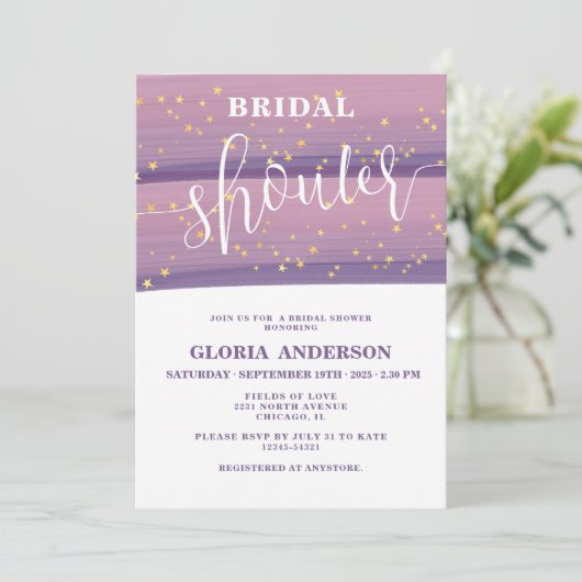 Pastel Mauve Bridal Shower Uitnodiging (Staand voorkant)