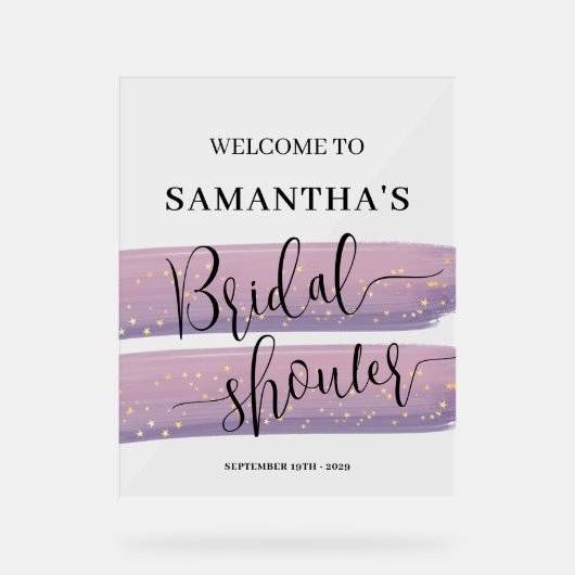 Pastel Mauve Celestial Vrijgezellenfeest Welkom Acryl Bord (Voorkant)