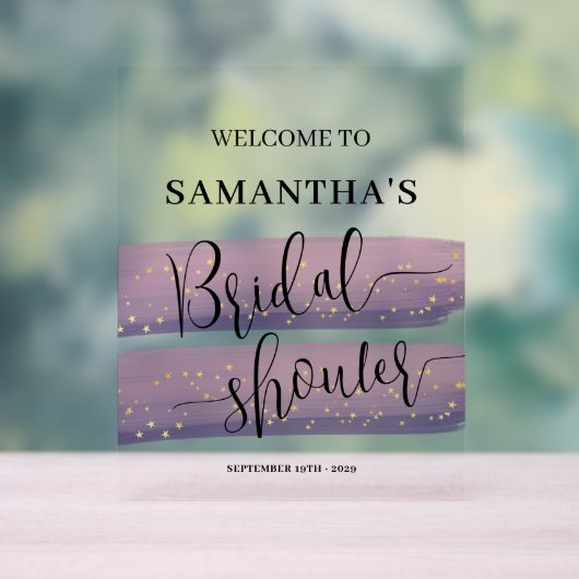 Pastel Mauve Celestial Vrijgezellenfeest Welkom Acryl Bord (Neutraal)
