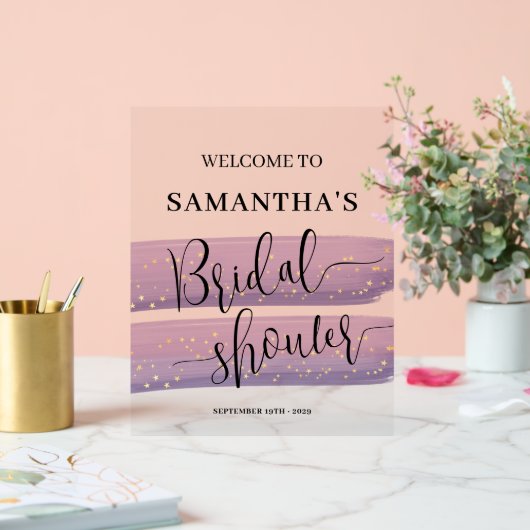 Pastel Mauve Celestial Vrijgezellenfeest Welkom Acryl Bord (Huwelijk)