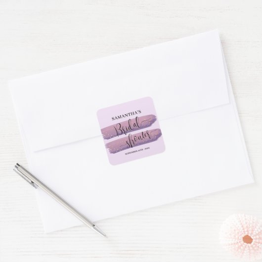 Pastel Mauve Hemelse Bruidsborrel Vierkante Sticker (Envelop)