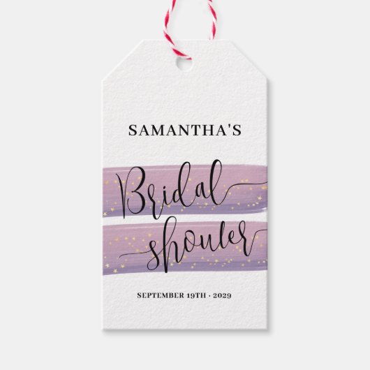 Pastel Mauve Hemelse Bruidsdouche Cadeaulabel (Voorkant)