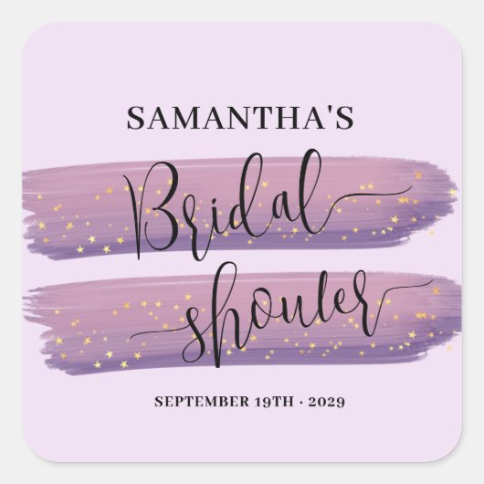 Pastel Mauve Hemelse Bruidsdouche Vierkante Sticker (Voorkant)