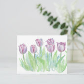 Pastel Mauve Lavendel Tulp Waterverf Flowers Briefkaart (Staand voorkant)