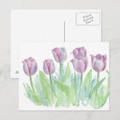 Pastel Mauve Lavendel Tulp Waterverf Flowers Briefkaart (Voorkant / Achterkant)