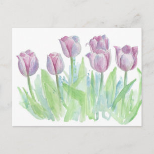 Pastel Mauve Lavendel Tulp Waterverf Flowers Briefkaart