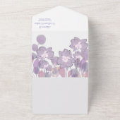 Pastel mauve paarse blush floral all in one uitnodiging (Buitenkant)