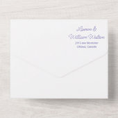 Pastel mauve paarse blush floral all in one uitnodiging (Achterkant)