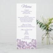 Pastel mauve paarse blush floral Weddenschap Menu (Staand voorkant)