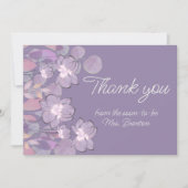 Pastel mauve paarse blush florale waterverf bedankkaart (Voorkant)