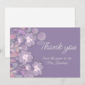 Pastel mauve paarse blush florale waterverf bedankkaart (Voorkant / Achterkant)