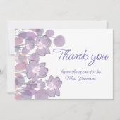 Pastel mauve paarse blush florale waterverf bedankkaart (Voorkant)