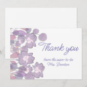 Pastel mauve paarse blush florale waterverf bedankkaart (Voorkant / Achterkant)