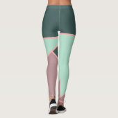 Pastel mauve roze groen blauwgroen  kleurenblok leggings (Achterkant)